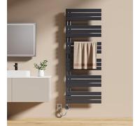 EMKE Sèche-Serviettes Électrique Salle de Bain avec WiFi Thermostat 160x60 cm 1000W Anthracite, Sèche-Serviettes Électrique avec Élément Chauffant Et Minuterie
