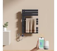 EMKE Sèche-Serviettes Électrique Salle de Bain avec WiFi Thermostat 76x50cm 400 Watt Anthracite, Sèche-Serviettes Électrique avec Support De Serviette Inclus Résistance Chauffante avec Minuterie
