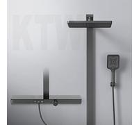 EMKE Système de douche avec douche à effet pluie Theramostat, douchette à 3 types de jet, certifié KTW, noir mat