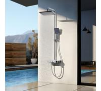 EMKE Système de douche avec thermostat 38℃ en acier inoxydable Ensemble de douche avec douchette 3 fonctions, douche à effet pluie, panneau de douche, robinetterie de salle de bains & douche, KTW, chr
