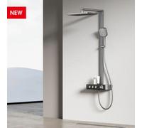 EMKE Système de douche avec thermostat, colonne de douche design 3 en 1, douche de luxe à effet pluie, débit d'eau réglable 36 x 48,5 x 112 cm, Pommes de douche & douches