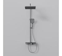 EMKE Système de douche avec thermostat, mitigeur de douche complet avec douche à effet pluie, thermostat, colonne de douche, douchette à main avec 3 intensités de jet, certifié KTW, kit de douche avec
