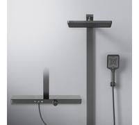 EMKE Système de Douche avec Thermostat, Verrou de Sécurité, Douche à Effet Pluie avec Robinet, 3 Modes de Jets, Douchette à Main, Système de Douche ，Noir Mat