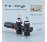 EMKE Thermostat de radiateur Set multibloc Robinetterie de raccordement avec thermostat pour radiateurs&sèche-serviettes, forme équerre&passage, Ø16 x G1/2", anthracite