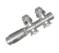 EMKE Vanne multi-bloc pour radiateur, valve avec thermostat, design coudé et en ligne, vanne pour radiateurs de salle de bain, chrome G1/2