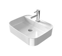 EMKE Vasque à Poser 50x40 cm, Carrée en Céramique pour Toilettes, Lave-Mains Polyvalent pour Studio et Moyenne Salle de Bain，Design Moderne et Minimaliste Blanc Brillant (Sans Robinet)