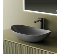 EMKE Vasque à Poser Ovale 619 x 360 mm,Gris Mat(Sans Robinet ni Bonde)