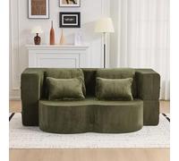 EMKK Canapé-Lit Pliant Queen Size, Canapé Futon Moelleux, Canapé Convertible 2 Places en Mousse Haute Densité, Sofa de Sol Pliable pour Salon, Chambre d'amis, Chambre à Coucher (Vert)