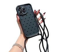 Emlivi Chaîne de téléphone portable - Coque de protection pour iPhone 16 - Avec bande - Motif léopard - Avec chaîne amovible - En silicone - Anti-chocs - Protection caméra - Pour iPhone 16 - Amour