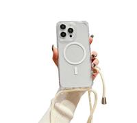 Emlivi Chaîne de téléphone portable magnétique - Coque pour iPhone 16 Pro Max - Charge sans fil - Avec bandoulière en nylon - En TPU - Avec cordon de suspension, résistant aux chocs - Pour iPhone 16