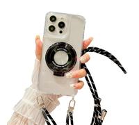 Emlivi Chaîne de téléphone portable magnétique pour iPhone 13 Mini - Coque de protection transparente - Avec anneau de support - En TPU - Avec cordon de suspension, anti-chocs - Pour iPhone 13 Mini -