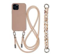 Emlivi Coque chaîne de téléphone Compatible avec iPhone 13 Mini TPU étui pour téléphone 3 en 1 Bracelet Lanyard en Silicone Souple avec Collier De Perles Coque pour iPhone 13 Mini, Milktia