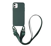 Emlivi Coque Compatible avec iPhone 12 Mini, Collier pour Étui Colliers de cellulaire Mince Antichoc Réglable Lanyard Case Corde Silicone avec Cordon TPU Bumper Cover pour iPhone 12 Mini - Vert
