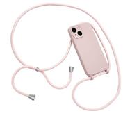 Emlivi Coque Compatible avec iPhone 13,Collier pour Étui Colliers de cellulaire Mince Antichoc Réglable Lanyard Case Corde Silicone avec Cordon TPU Bumper pour iPhone 13, Sable Rose