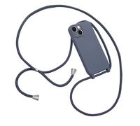 Emlivi Coque Compatible avec iPhone 14,Collier pour Étui Colliers de cellulaire Mince Antichoc Réglable Lanyard Case Corde Silicone avec Cordon TPU Bumper pour iPhone 14,Bleu Nuit