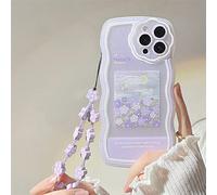 Emlivi Coque Compatible avec iPhone 14 Pro Max avec Perles,Etui pour Bracelet de Fleurs,Crystal Silicone Souple Slim Cover,Coque de Protection en TPU pour iPhone 14 Pro Max, Peinture Violette