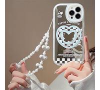 Emlivi Coque Compatible avec iPhone XS avec Perles, Etui pour Bracelet de Fleurs, Crystal Silicone Souple Slim Cover avec Bords ondulés,Coque de Protection en TPU pour iPhone X,Miroir Amour