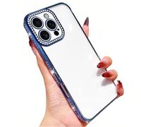 Emlivi Coque de protection à paillettes pour iPhone 13 Pro Max, pour fille, avec diamant scintillant, 3D, protection de l'appareil photo, Crystal léger et fin, en TPU, bleu