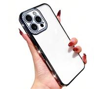 Emlivi Coque de protection à paillettes pour iPhone 14 Pro, pour fille - Brillant et scintillant - 3D Bling Kirstall - Protection de l'appareil photo - Crystal léger et fin - En TPU - Noir