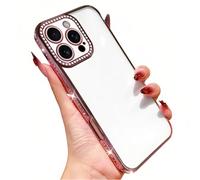 Emlivi Coque de protection à paillettes pour iPhone 15, coque de protection pour fille avec diamant scintillant 3D, protection de l'appareil photo, Crystal léger et fin, en TPU, rose