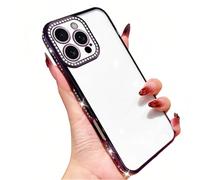 Emlivi Coque de protection à paillettes pour iPhone 15 Pro, coque de protection brillante pour fille avec diamant scintillant 3D, protection de l'appareil photo, Crystal léger et fin, en TPU, violet