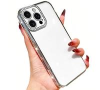 Emlivi Coque de protection à paillettes pour iPhone 15 Pro Max, pour fille - Brillant et scintillant - 3D Bling Kirstall - Protection de l'appareil photo - Crystal léger et fin - En TPU - Argenté