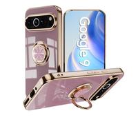 Emlivi Coque de protection compatible avec Google Pixel 6A, Housse de téléphone TPU brillante galvanisée à 360 degrés avec support anneau - Étui de luxe et protecteur Bumper - Protection renforcée