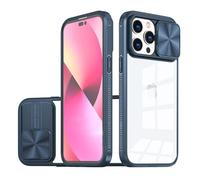 Emlivi Coque de protection compatible avec iPhone 12 Pro Max, avec protection de l'appareil photo Slide, antidérapante, résistante aux chocs et aux rayures, en silicone TPU souple, transparente, bleu