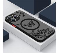 Emlivi Coque de protection magnétique pour iPhone 11 Pro, motif papillon, transparente, mate, en TPU, anti-chocs, compatible avec Mag-Safe, D