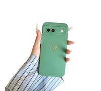 Emlivi Coque de protection pour Google Pixel 8A - En silicone TPU souple - Anti-chocs - Motif cœur d'amour doré - En silicone TPU - Fine - Anti-chocs - Pour fille - Vert