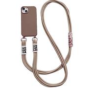 Emlivi Coque de protection pour iPhone 13 - Coque chaîne, avec bandoulière - En silicone TPU - Avec cordon de suspension, téléphone portable - Pour iPhone 13 - Thé au lait
