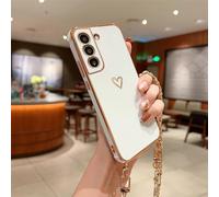 Emlivi Coque de protection pour Samsung Galaxy A13 5G - Avec cordon doré - Cœur d'amour - Chaîne de téléphone portable - En silicone TPU - Avec cordon à changer - Slim - Anti-chocs - Anti-rayures -