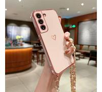 Emlivi Coque de protection pour Samsung Galaxy A33 5G avec cordon doré - Cœur d'amour - Chaîne de téléphone portable - En silicone TPU - Avec cordon à changer - Slim - Anti-chocs - Anti-rayures - Pour
