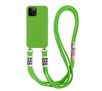 Emlivi Coque pour iPhone 12 Pro Max avec Cordon de Collier, Coque Protection Caméra Slide Case pour iPhone 12 Pro Max Silicone TPU Bumper Cover Housse pour iPhone 12 Pro Max, Vert Lumineux