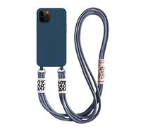 Emlivi Coque pour iPhone 12 Pro Max avec Cordon de Collier, Coque Protection Caméra Slide Case pour iPhone 12 Pro Max Silicone TPU Bumper Cover Housse pour iPhone 12 Pro Max, Bleu