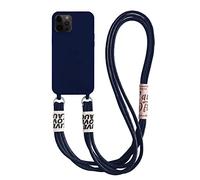 Emlivi Coque pour iPhone 12 Pro Max avec Cordon de Collier, Coque Protection Caméra Slide Case pour iPhone 12 Pro Max Silicone TPU Bumper Cover Housse pour iPhone 12 Pro Max, Bleu Marine