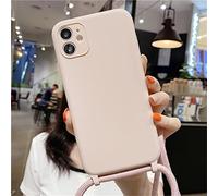 Emlivi Coque pour iPhone 13 Pro avec Cordon de Collier, Coque Silicone TPU Bumper Cover [Lanière avec Cordon Réglable Longueur Chaîne] Housse pour iPhone 13 Pro Case, Rose Sable