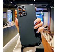 Emlivi Coque pour iPhone 13, Silicone TPU Bumper Cover Réglable avec Cordon de Collier, Noir