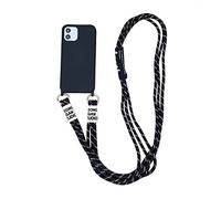 Emlivi Coque pour iPhone 15 Plus avec Cordon de Collier, Coque Protection Caméra Slide Case pour iPhone 15 Plus Silicone TPU Bumper Cover Housse pour iPhone 15 Plus, Corde Noire