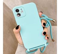 Emlivi Coque pour iPhone XS avec Cordon de Collier, Coque iPhone X Silicone TPU Bumper Cover [Lanière avec Cordon Réglable Longueur Chaîne] Housse pour iPhone XS Case, Bleu Glacier