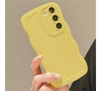 Emlivi Coque pour Samsung Galaxy S21FE, Mignon Couleur Pure Cadre Ondulé Bouclé Silicone Antichoc Coque, Housse Femmes Filles Mince Souple TPU Bumper Cover Full Caméra Protection, Jaune