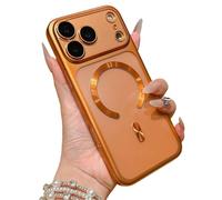 Emlivi Magnetic Case for iPhone 16 Pro Max, Compatible with MagSafe, Full Protective Camera Matte Slim Shockproof Protective Case Ultra Thin PC Hard Soft Anti-Scratch Bumpe Cover, Orange