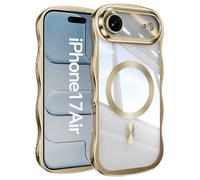 Emlivi Magnetic Case for iPhone Air Compatible with Wireless Charging,Wave Frame Soft Silicone Case, Electroplating Shockproof Protective Bumper Cover with Camera Protection Case, Doré