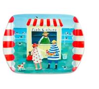Emma Ball Fish & Chips Plateau en mélamine par Claire Henley 20 x 15 cm Passe au lave-vaisselle