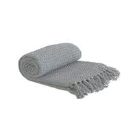 Emma Barclay Couverture en Coton recy aufré uni texturé pour Fauteuil, canapé, canapé - Gris argenté - 127 x 152 cm