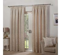 Emma Barclay Duchess Rideaux plissés doublés Jacquard Crème 168 x 137 cm