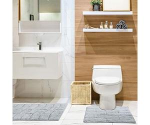 Emma Barclay Ensemble de Salle de Bain 2 pièces 100% Coton Motif Vagues Argenté, Mat 50x80cm / Pedestal 50x40cm