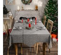 Emma Barclay Ensemble de Table de Noël 10 pièces en Argent (Nappe de 152,4 x 213,4 cm, Chemin de Table 33 x 228,6 cm et 8 Serviettes)