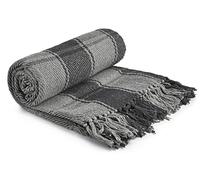 Emma Barclay Frisco - Couverture Traditionnelle à Carreaux en Coton recyclé pour Fauteuil, canapé, canapé - Gris Anthracite - 90 x 100 cm (228 x 254 cm)