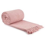 Emma Barclay Honeycomb Waffle Recycled Cotton Throw Couvre-lit, Rose, 90x100 (228x254cm)